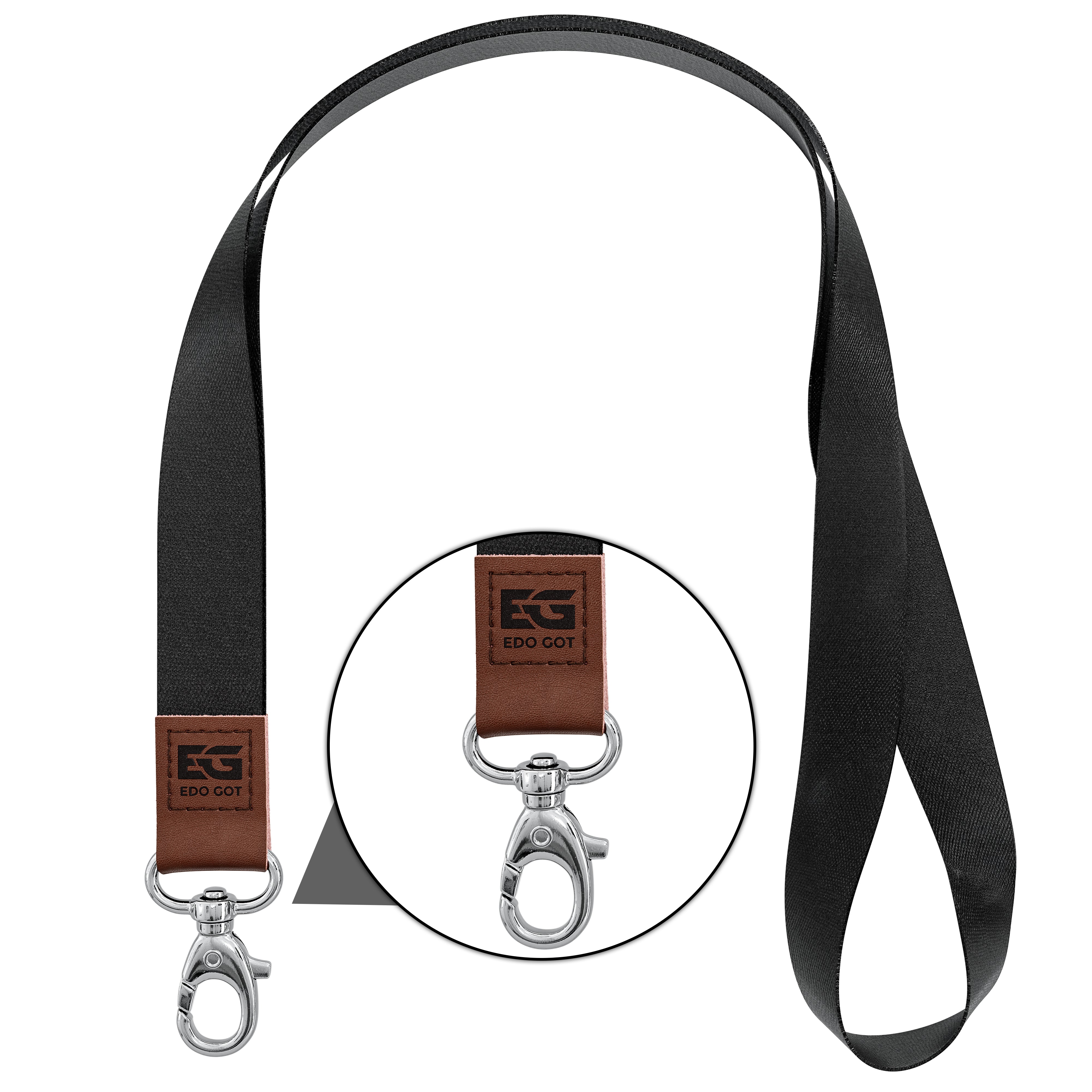 thumbnail image 2 of Durable Braided PU Leather Neck Lanyard With Key Chain – Unisex ID Badge Holder For Keys & Cards 2 of 6