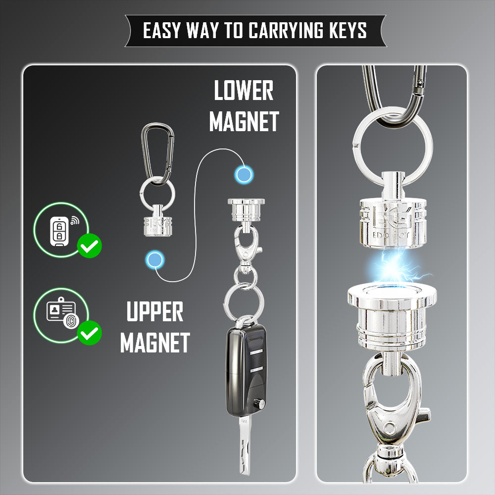 EDO GOT Magnetic Keychain with Key Rings and Carabiner - Key Chain Accessories Key Holder - Magnetic Quick Release Kaychain Connector - 3Kg Pull-force