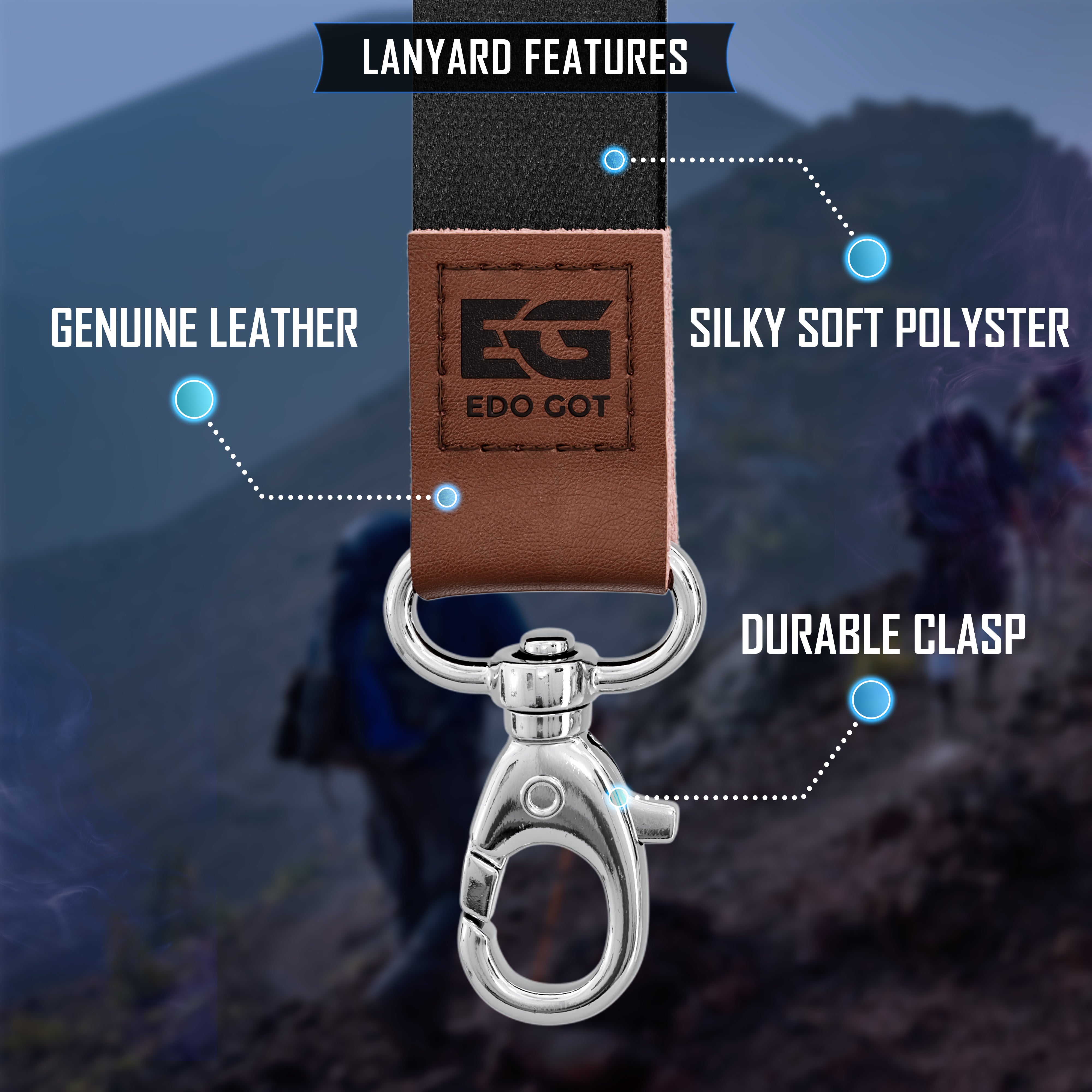 EDO GOT Genuine Leather Neck Lanyard for Keys & ID Badge