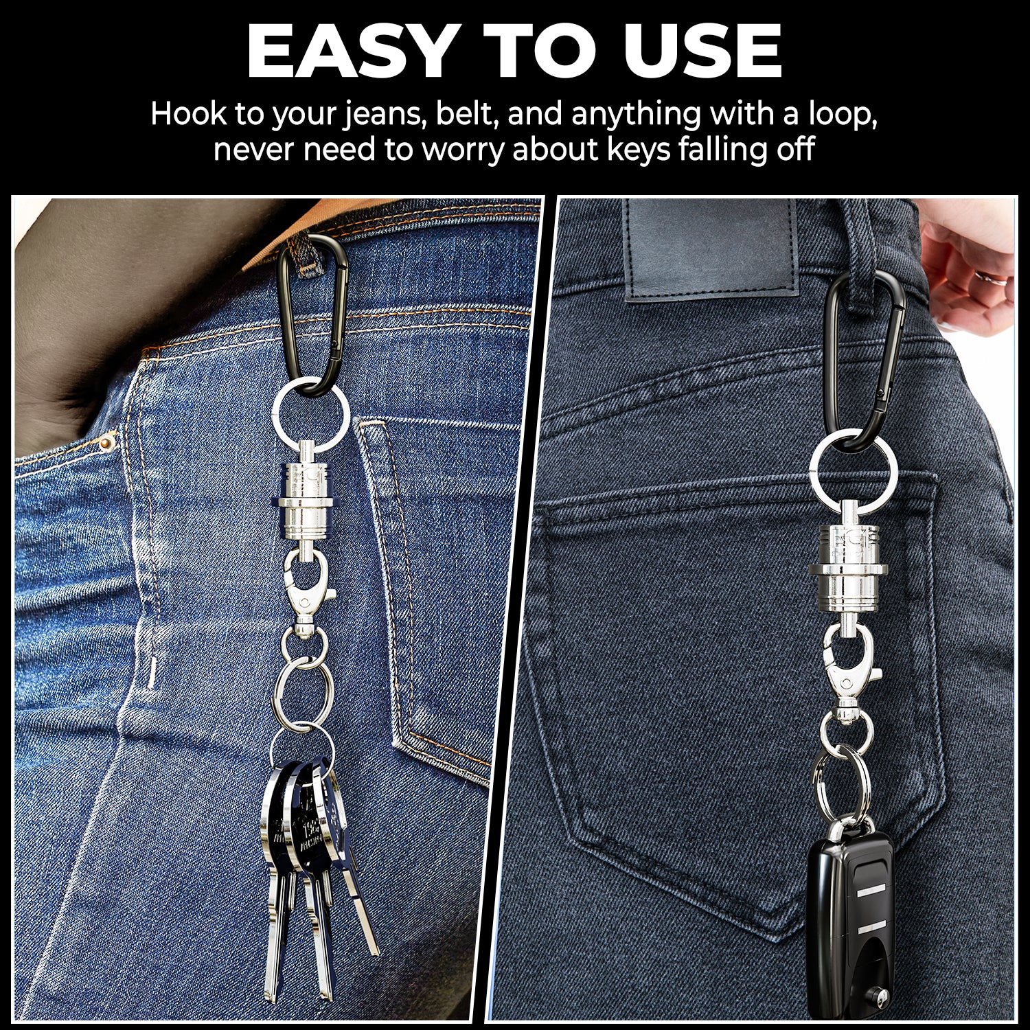 EDO GOT Non-Magnetic Silver Plated Brass Split Key Rings (8-Pack, Assorted Sizes)