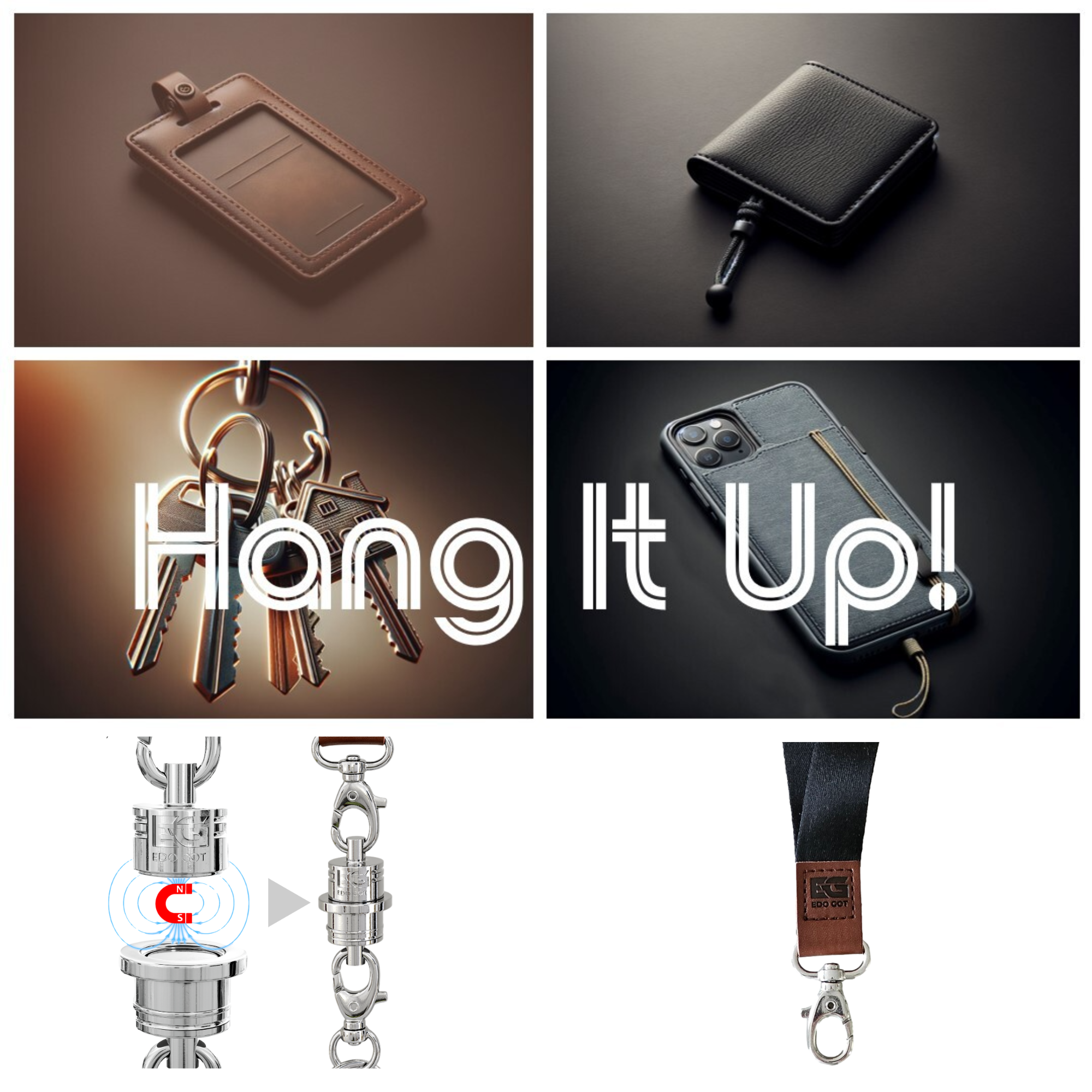 EDO GOT Genuine Leather Neck Lanyard for Keys & ID Badge