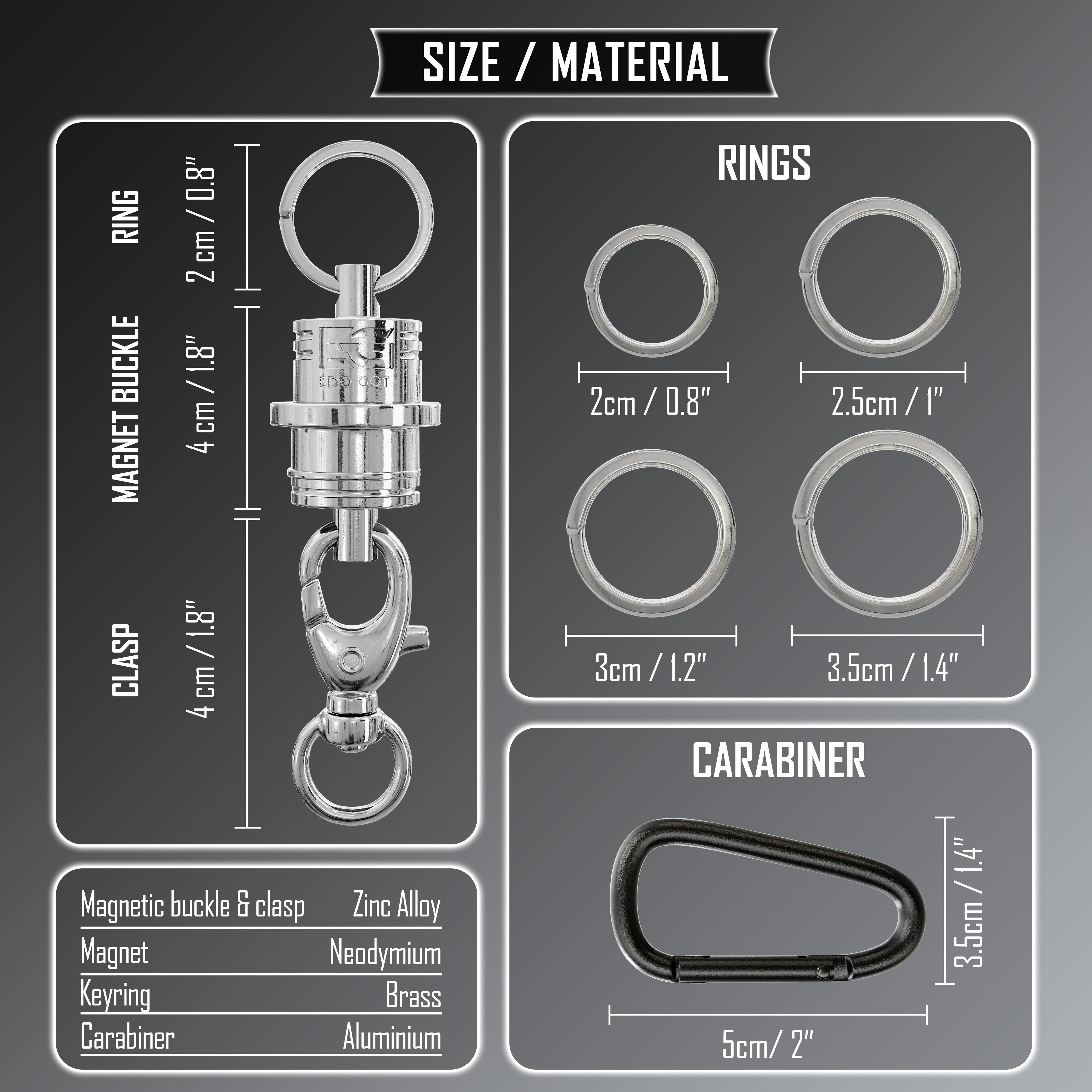 EDO GOT Magnetic Keychain with Key Rings and Carabiner - Key Chain Accessories Key Holder - Magnetic Quick Release Kaychain Connector - 3Kg Pull-force