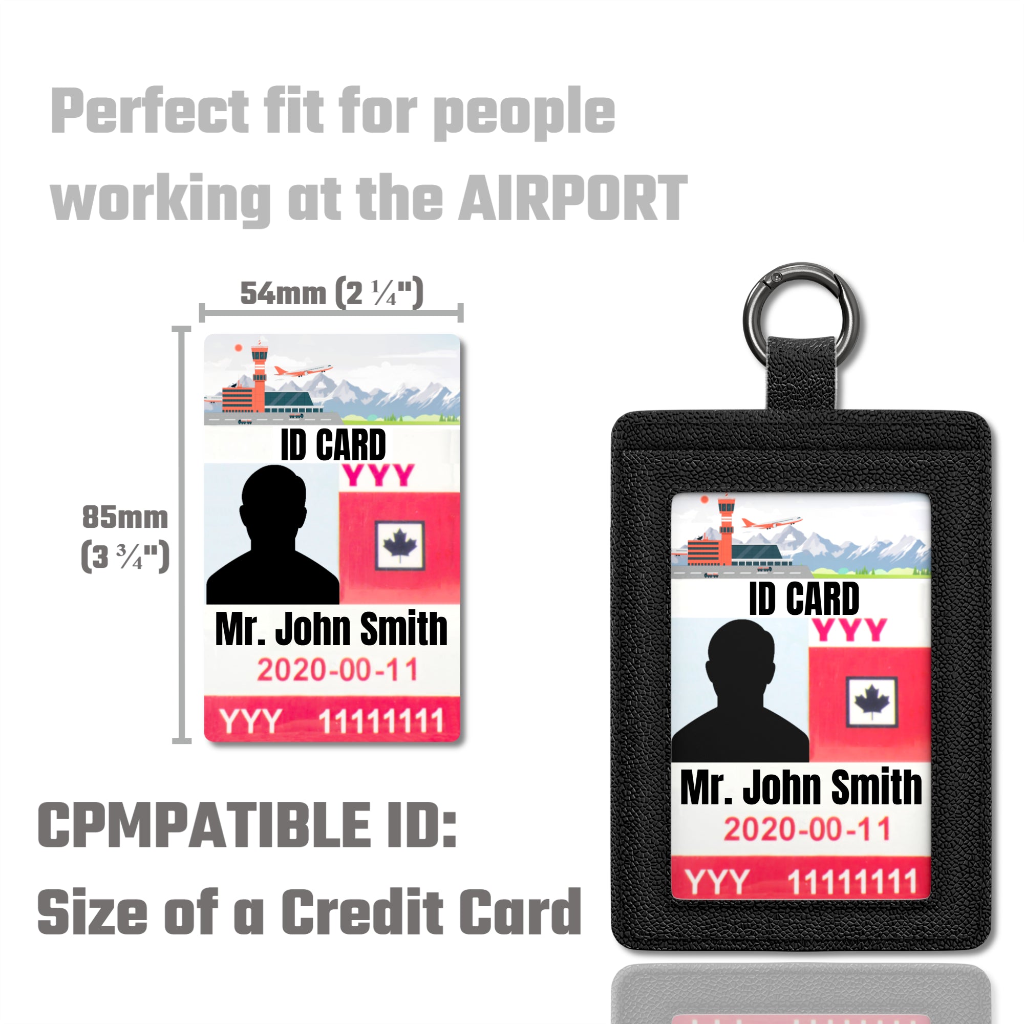 Neodymium Quick-Attach Genuine Leather ID Badge Holder with Lanyard and Carabiner