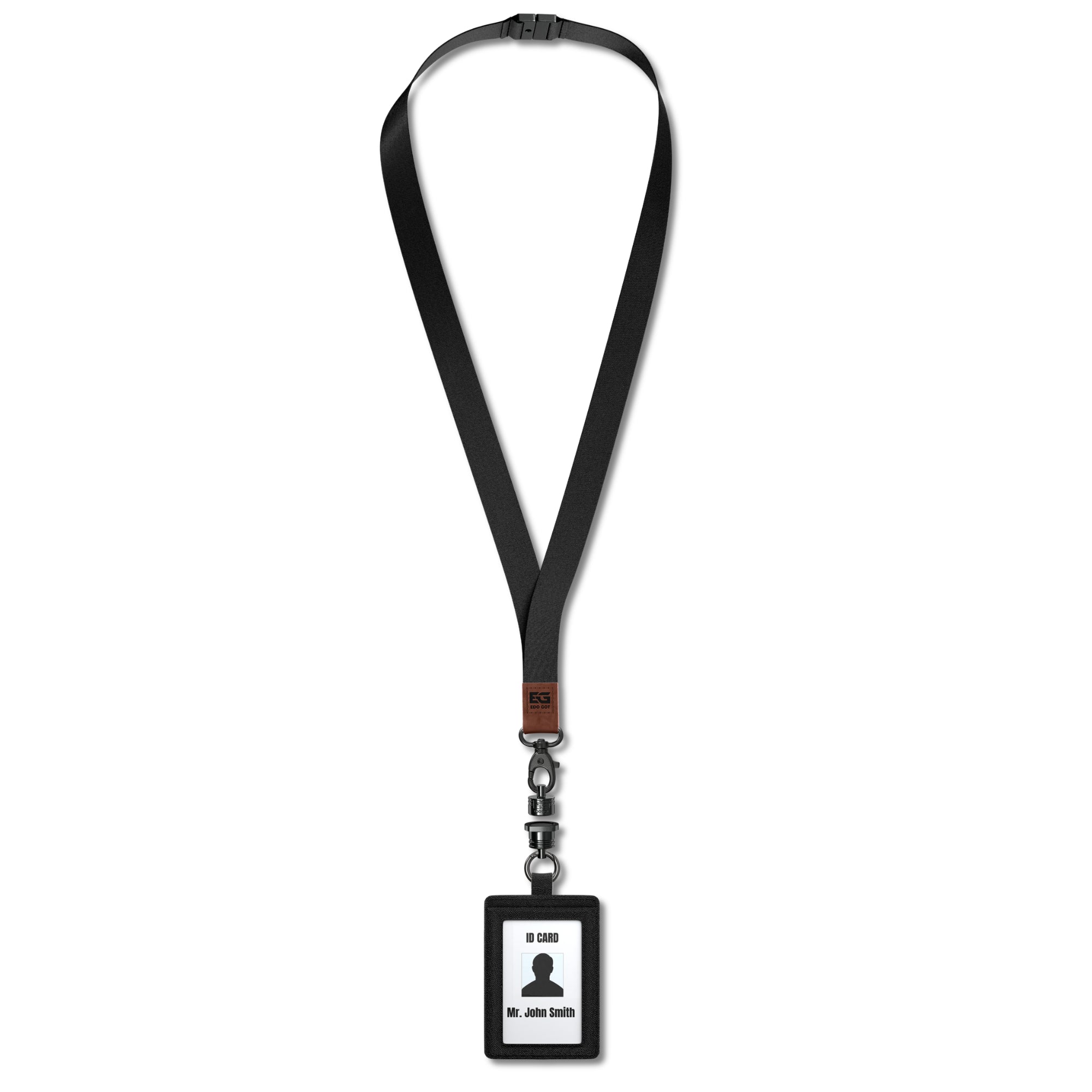 Genuine Leather End Lanyard with Safety Clip - Gunmetal
