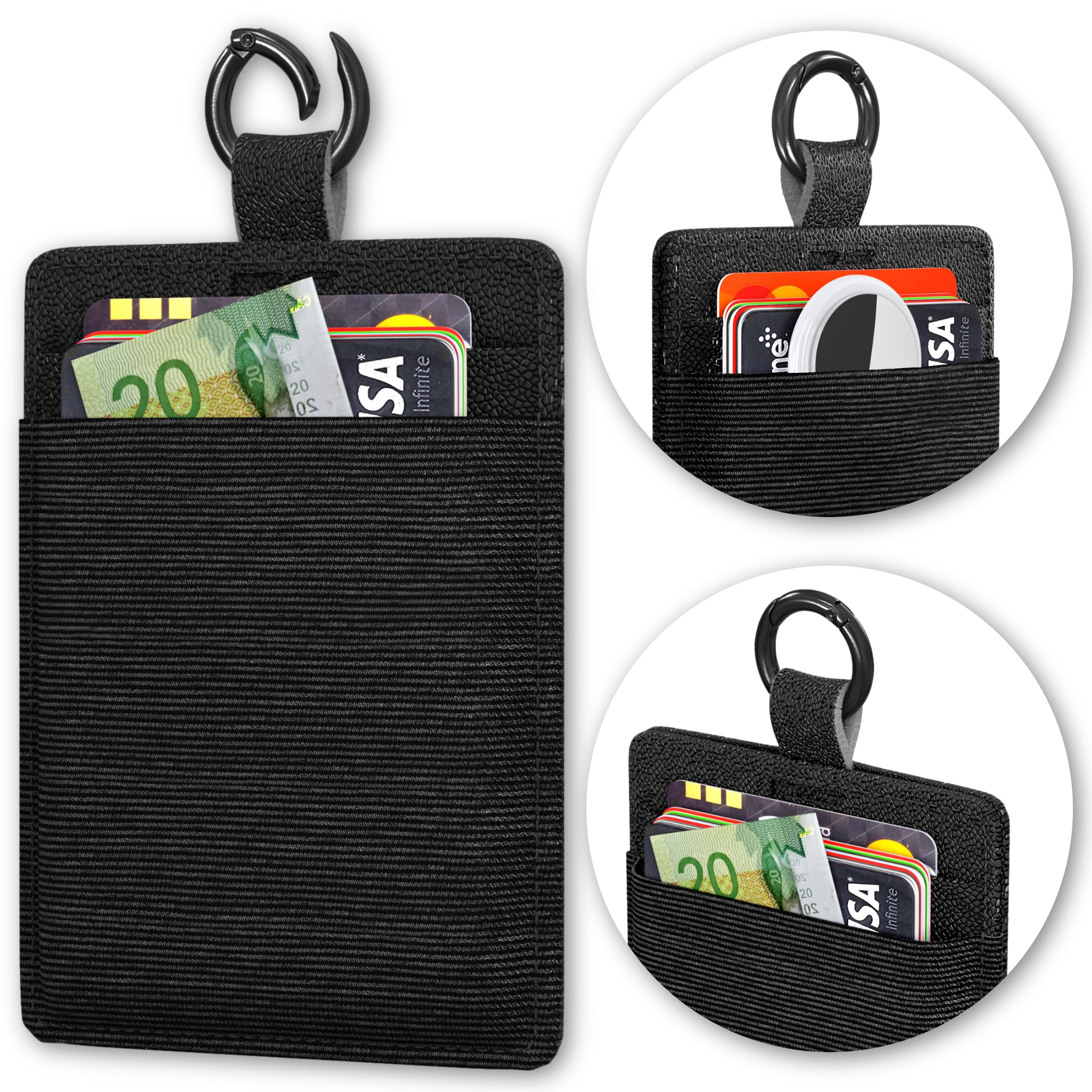 Neodymium Quick-Attach Genuine Leather ID Badge Holder with Lanyard and Carabiner