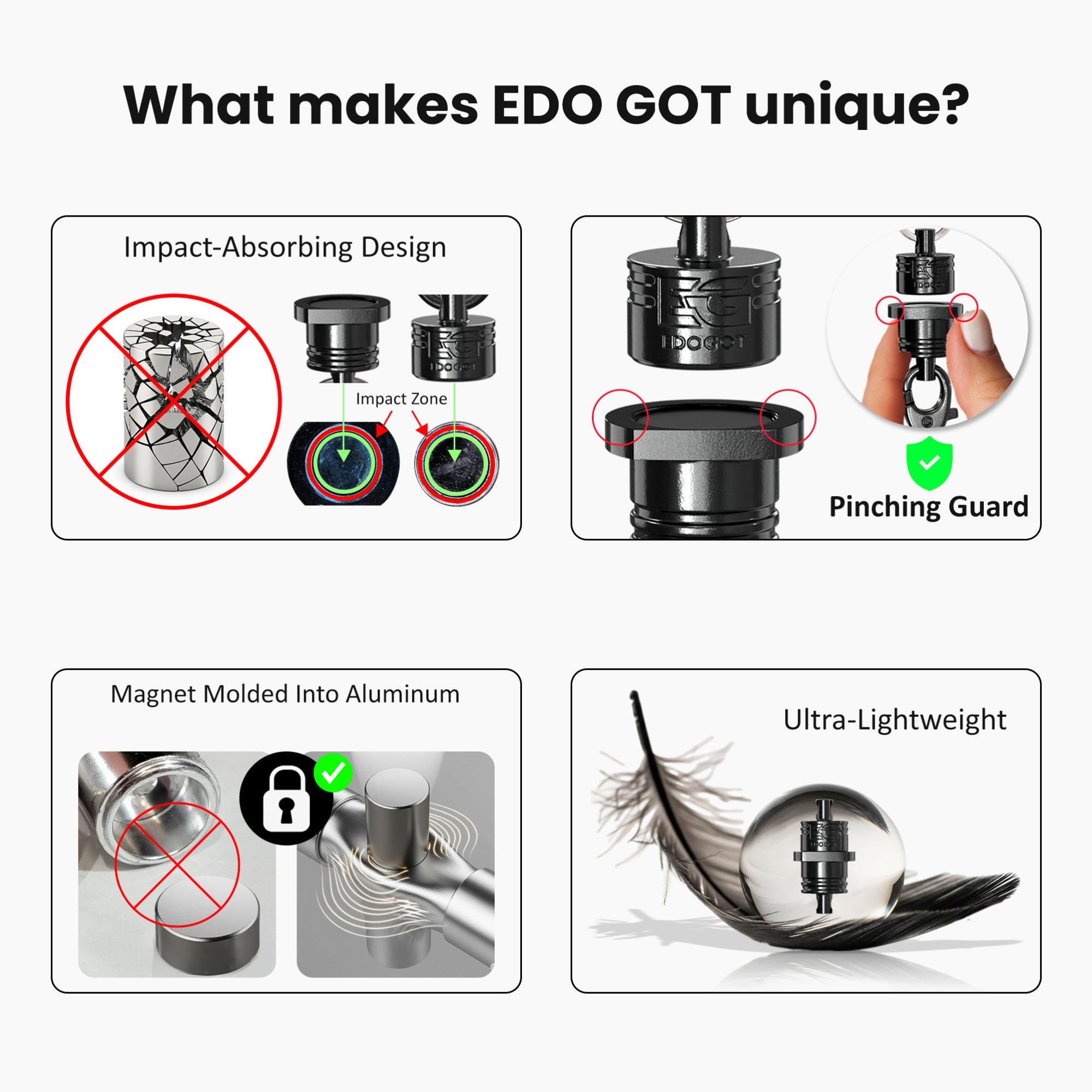 Neodymium Quick-Attach Genuine Leather Lanyard and Carabiner for Keys